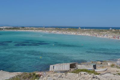 Scenic view of sea against clear sky