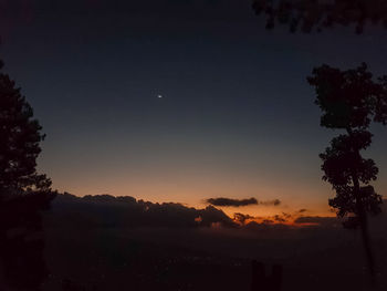 Scenic view of silhouette landscape against sky at night