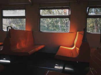Interior of train with empty seats