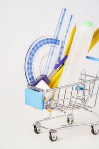 High angle view of ferris wheel against white background