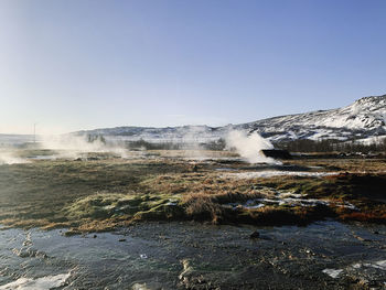 Scenic view of geysir, iceland