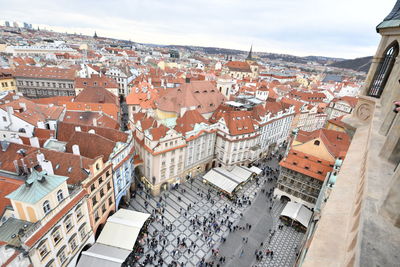 High angle view of townscape against sky