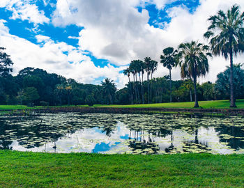 Scenic view of lake against sky