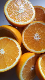 Close-up of orange slices on table