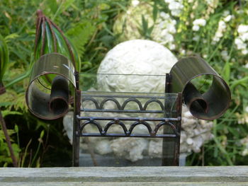 Close-up of metal against water