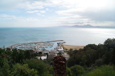 High angle view of sea against sky