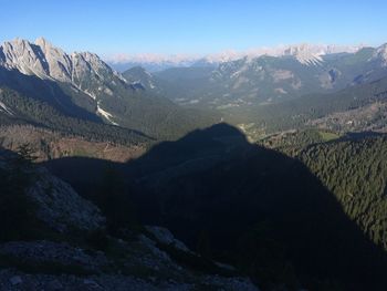 Scenic view of mountains against clear sky