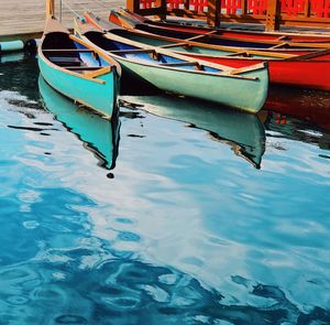 Boats moored in swimming pool