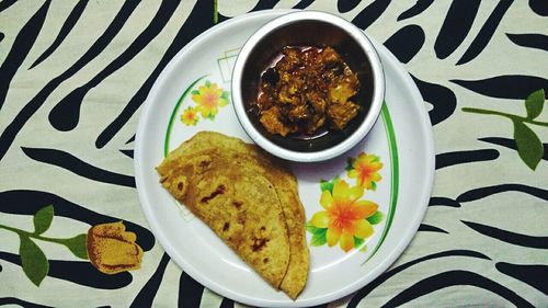 Close-up of food served in plate