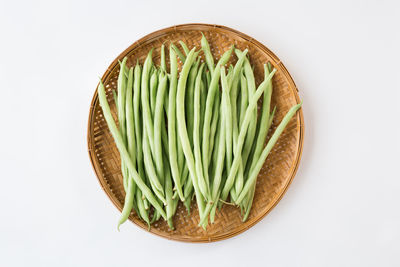 High angle view of vegetables against white background