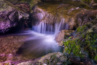 View of waterfall in forest