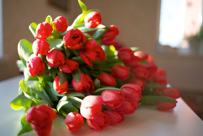 Close-up of red berries on table