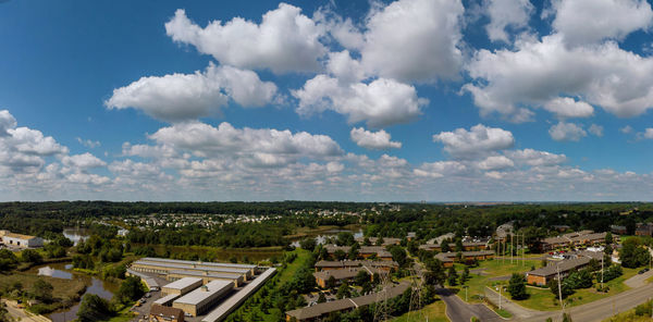 High angle view of townscape against sky