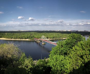 High angle view of bridge over river against sky