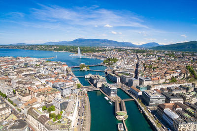 High angle view of buildings in city