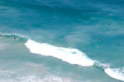 High angle view of people on beach