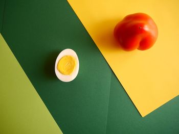 High angle view of orange on table