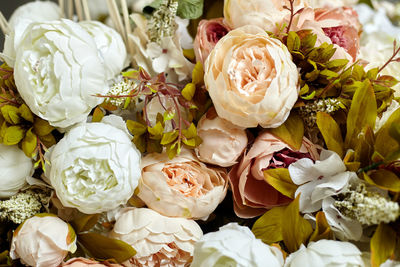 High angle view of rose bouquet