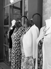 Mannequins with dresses outside store