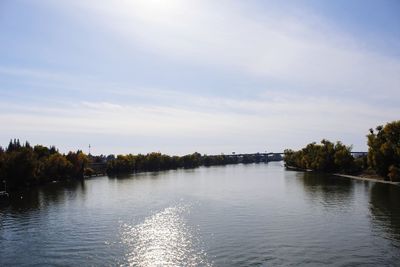 Scenic view of lake against sky