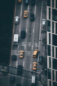 High angle view of cars in city