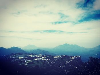 Scenic view of mountains against sky