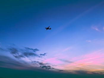 Low angle view of airplane flying in sky