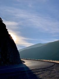 A turn on highway 73 near castle hill at new zealand with the sunset lighting