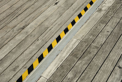 High angle view of yellow traffic on road