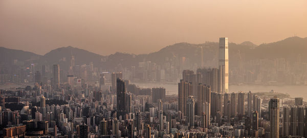 View of cityscape during foggy weather