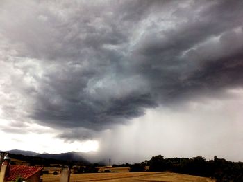 Low angle view of storm clouds over dramatic sky