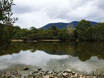 Reflection of clouds in lake