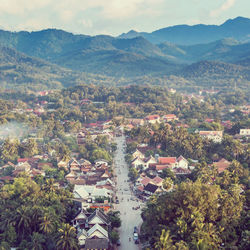 High angle view of townscape against sky