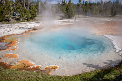 Steam emitting from hot spring