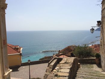 Scenic view of sea against clear sky