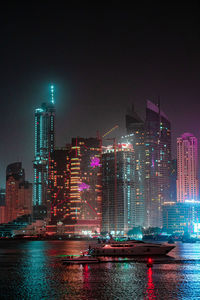 Illuminated city at night