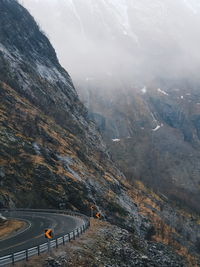 High angle view of mountain road