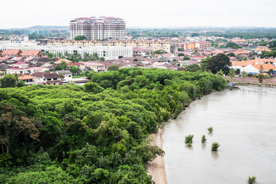 High angle view of city