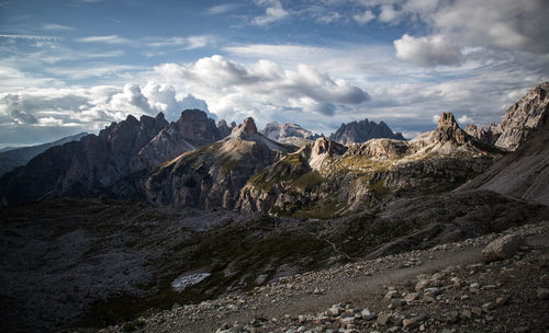 Panoramic view of landscape and mountains against sky