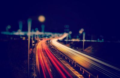 Light trails on highway at night