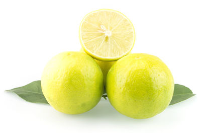 Yellow fruits on white background