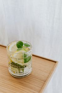 Close-up of drink in glass on table