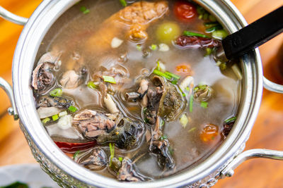 High angle view of food in container