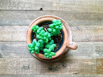 High angle view of vegetables in bowl on table