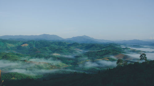 Scenic view of mountains against clear sky