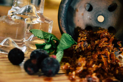 Close-up of food on table