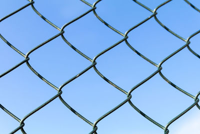 Full frame image of chainlink fence against clear sky