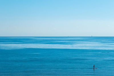 Minimal colorful landscape of sea and blue sky