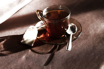 Close-up of tea cup on table