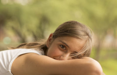 Close-up portrait of young woman